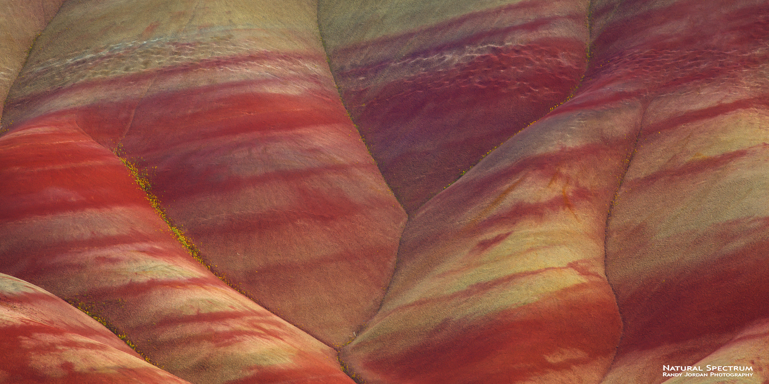 Abstraction of the Painted Hills, John Day Fossil Beds, where the colors, textures and forms seem to flow downward and back into...